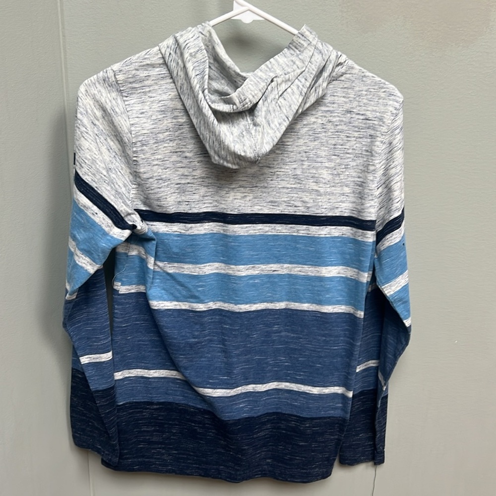 Light weight boys Striped Blue and Gray Hoodie - Picture 3 of 3